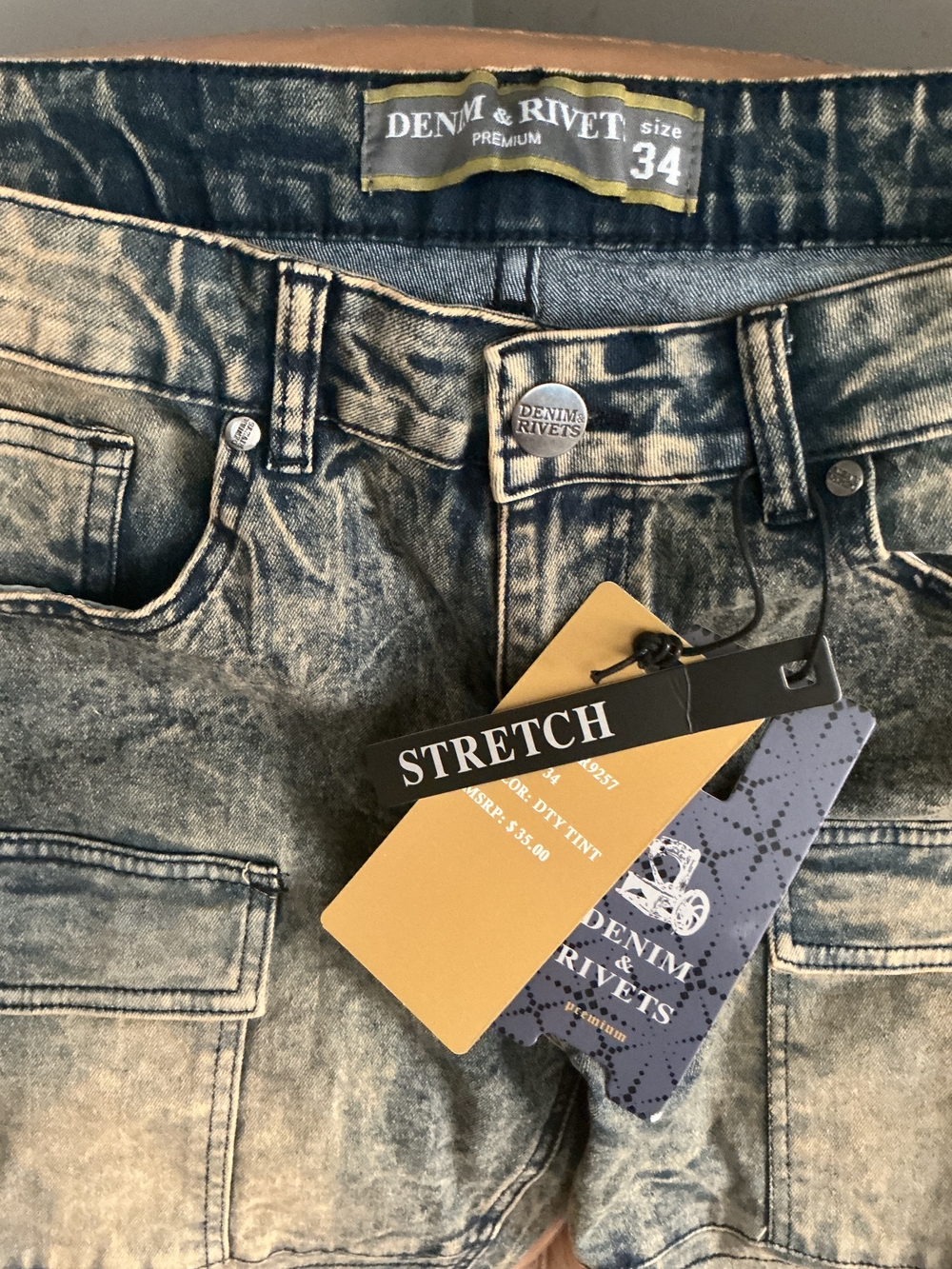 Men's Stretch Acid Wash Jeans - Gray